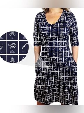 Svaha Dewey Decimal Classification Katherine Dress Women’s 14 Navy Blue Organic